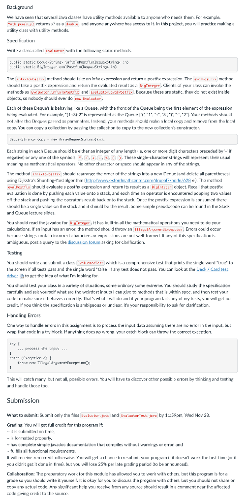 Solved Java Program Background We have seen that several | Chegg.com