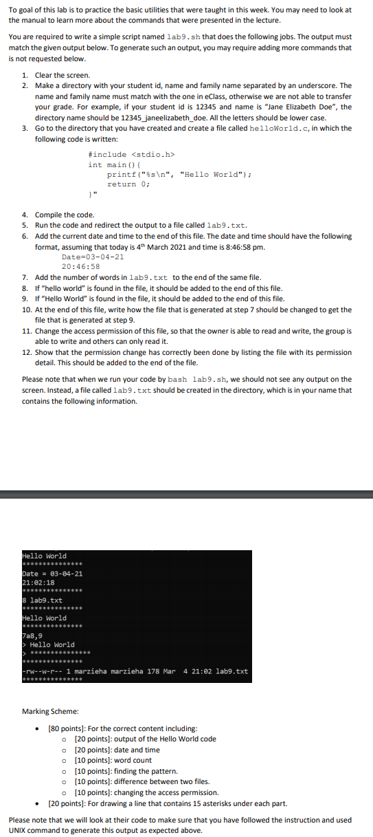 Solved Please provide a step by step shell script that does | Chegg.com