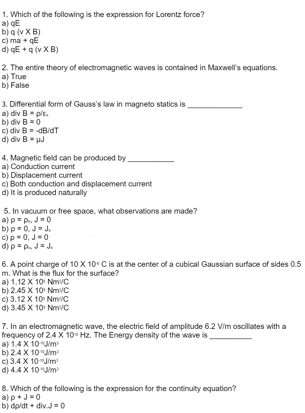 Solved 1 Which Of The Following Is The Expression For Chegg Com