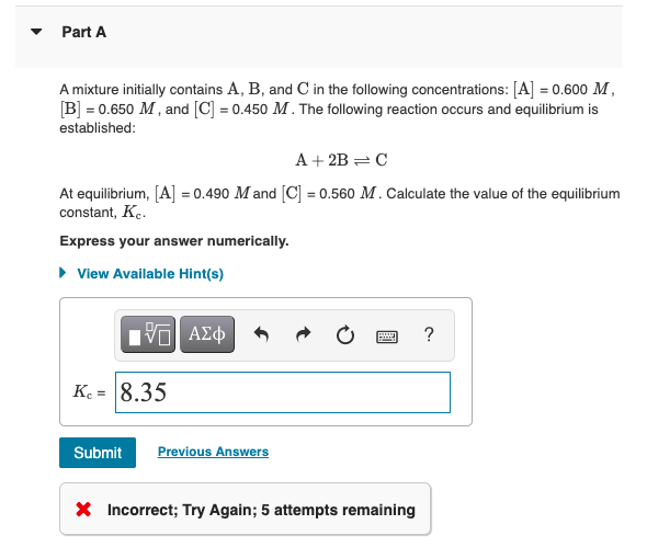 Solved Part A A Mixture Initially Contains A, B, And C In | Chegg.com