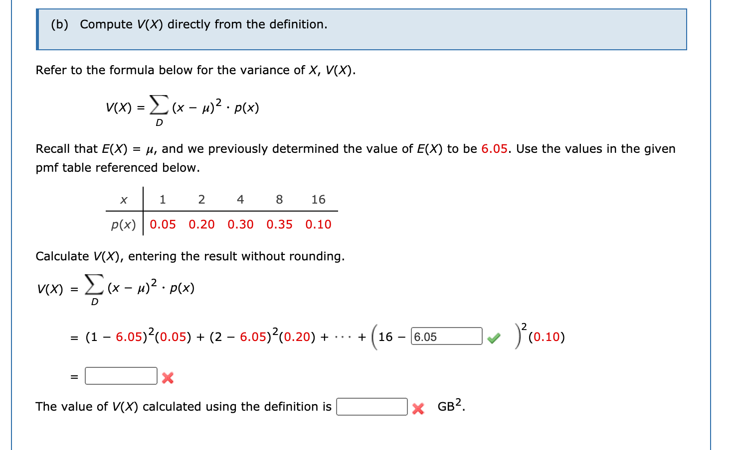 Solved (b) Compute V(X) directly from the definition. Refer | Chegg.com
