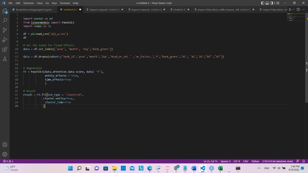 Solved I want to use the fixed effect regression model. I | Chegg.com