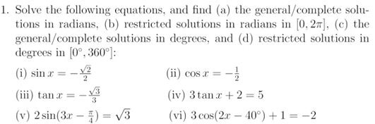 Solved 1. Solve the following equations, and find (a) the | Chegg.com