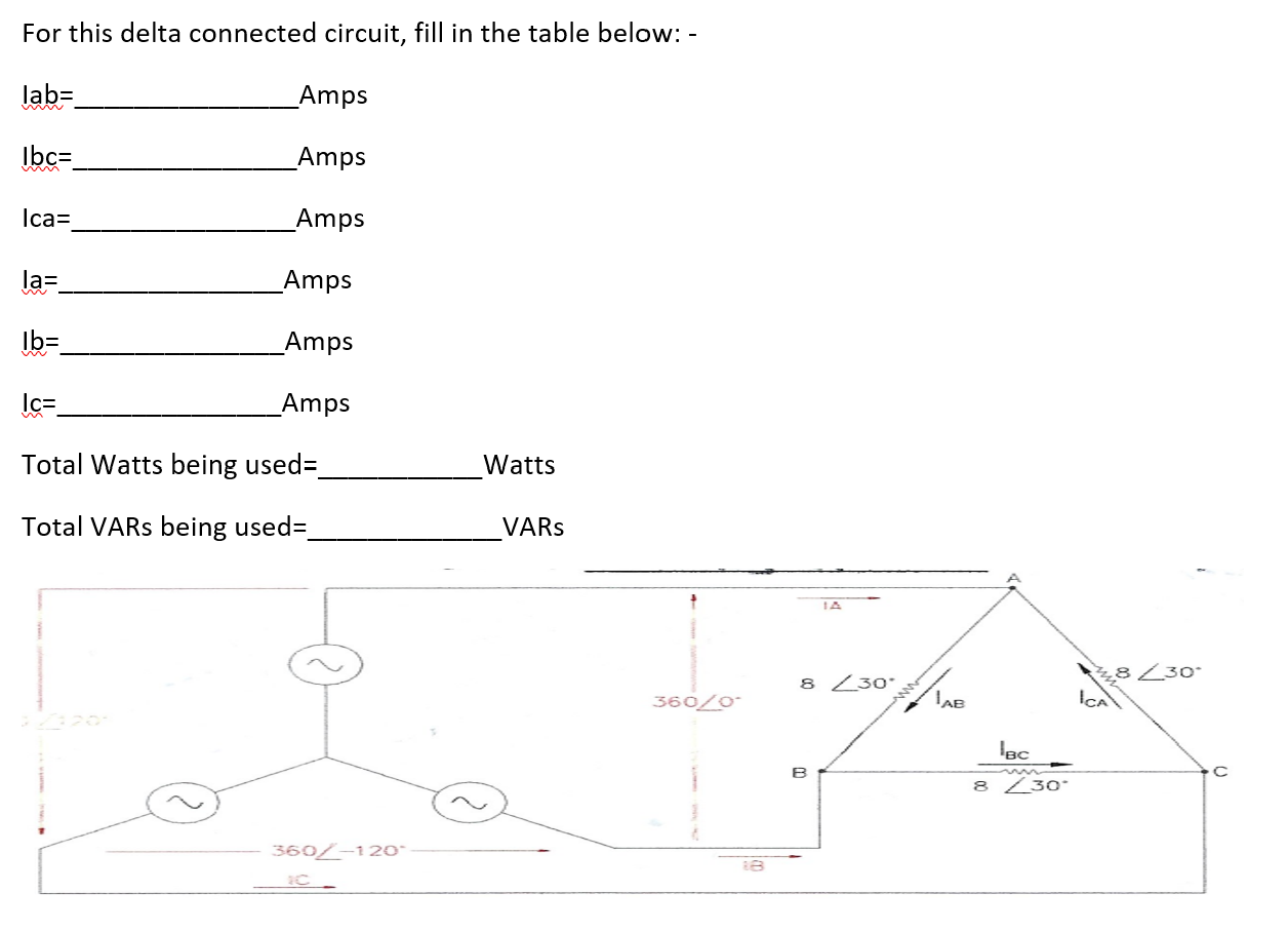 Solved for this delta connected circuit fill in the table chegg