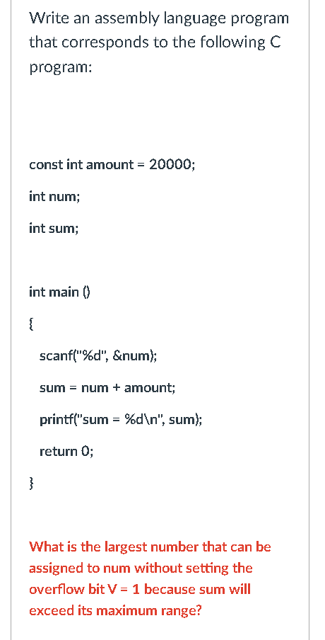 Solved Write An Assembly Language Program That Corresponds | Chegg.com