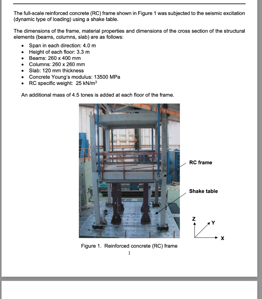 The full-scale reinforced concrete (RC) frame shown | Chegg.com