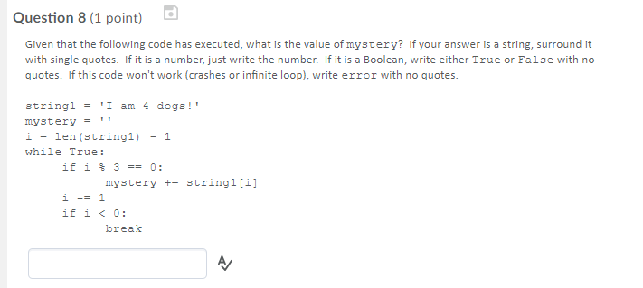 Solved Question 8 (1 point) Given that the following code | Chegg.com