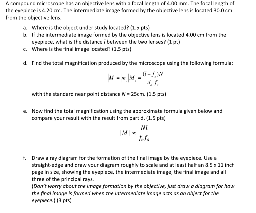 Solved A compound microscope has an objective lens with a