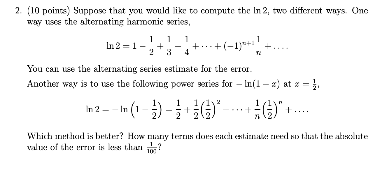 Solved 2. (10 points) Suppose that you would like to compute | Chegg.com