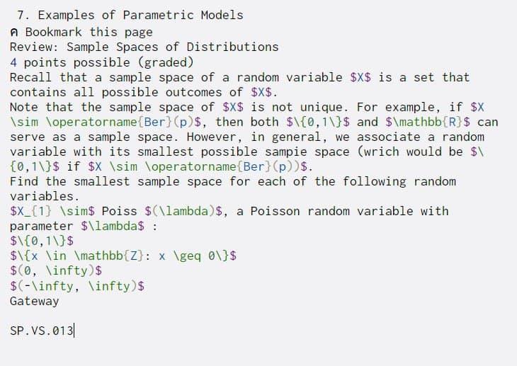 Solved 7. Examples of Parametric Models A Bookmark this page | Chegg.com