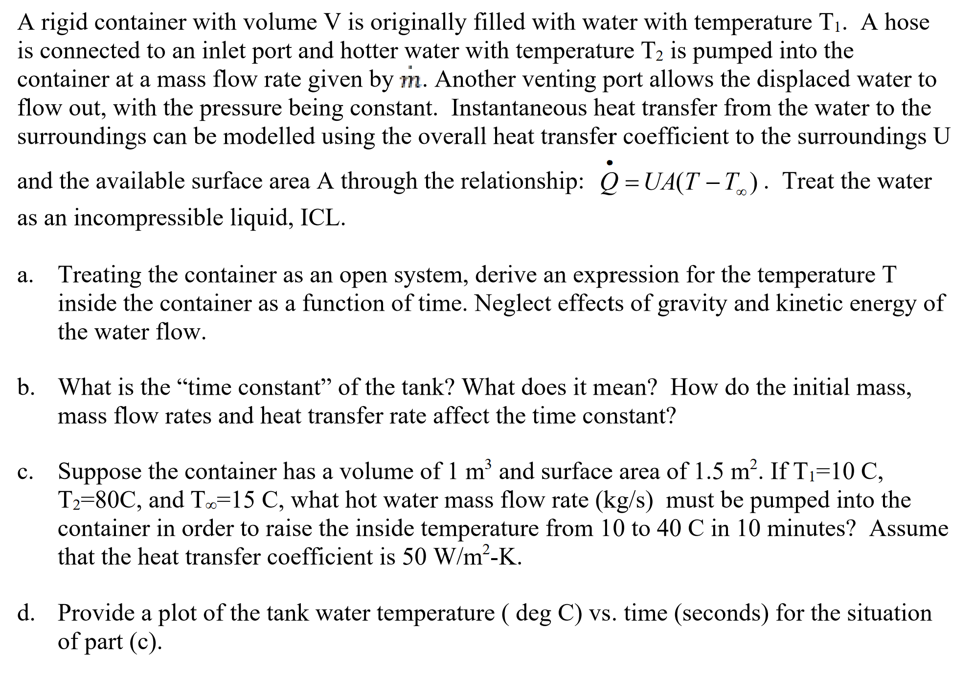 Solved A rigid container with volume V is originally filled | Chegg.com