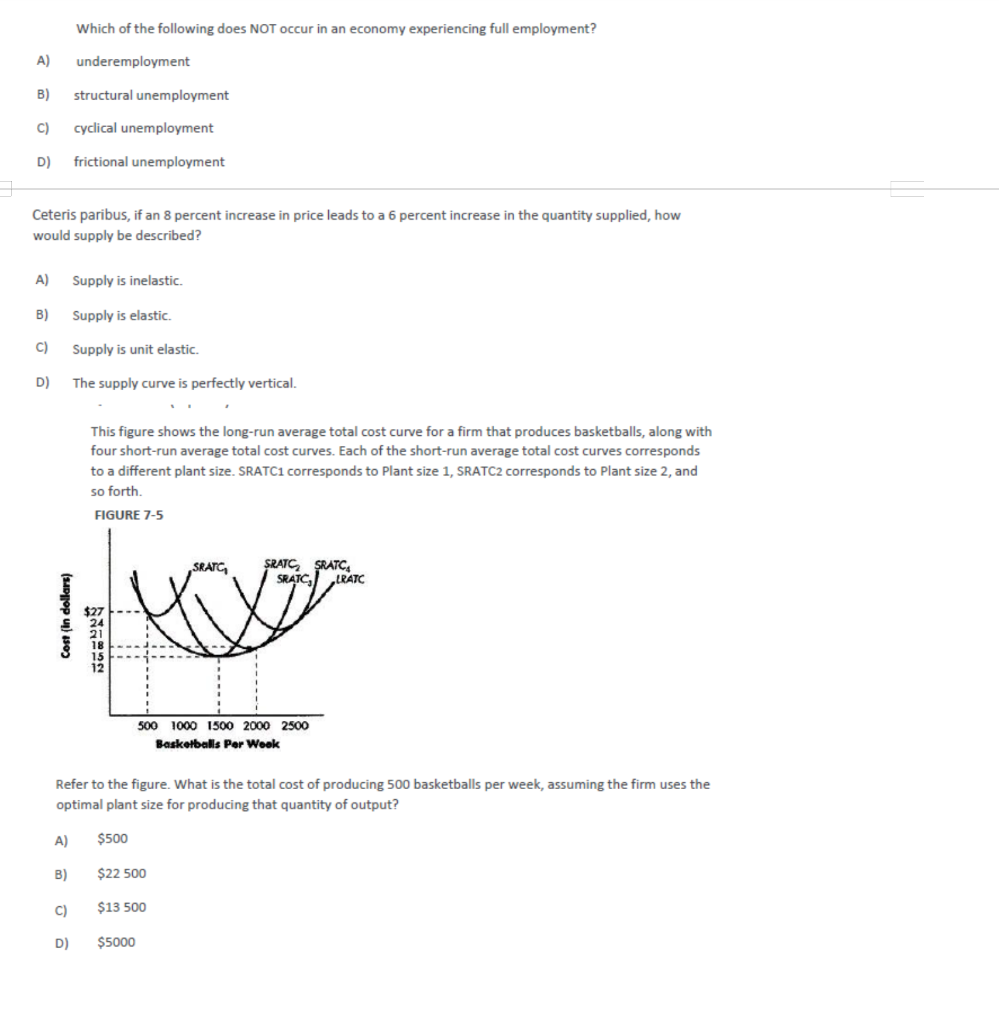 Solved Which of the following does NOT occur in an economy | Chegg.com