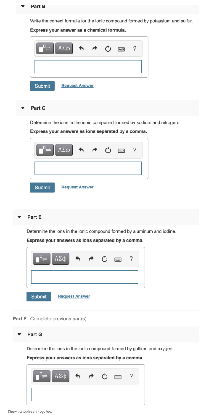 Solved Part B Write the correct formula for the ionic | Chegg.com
