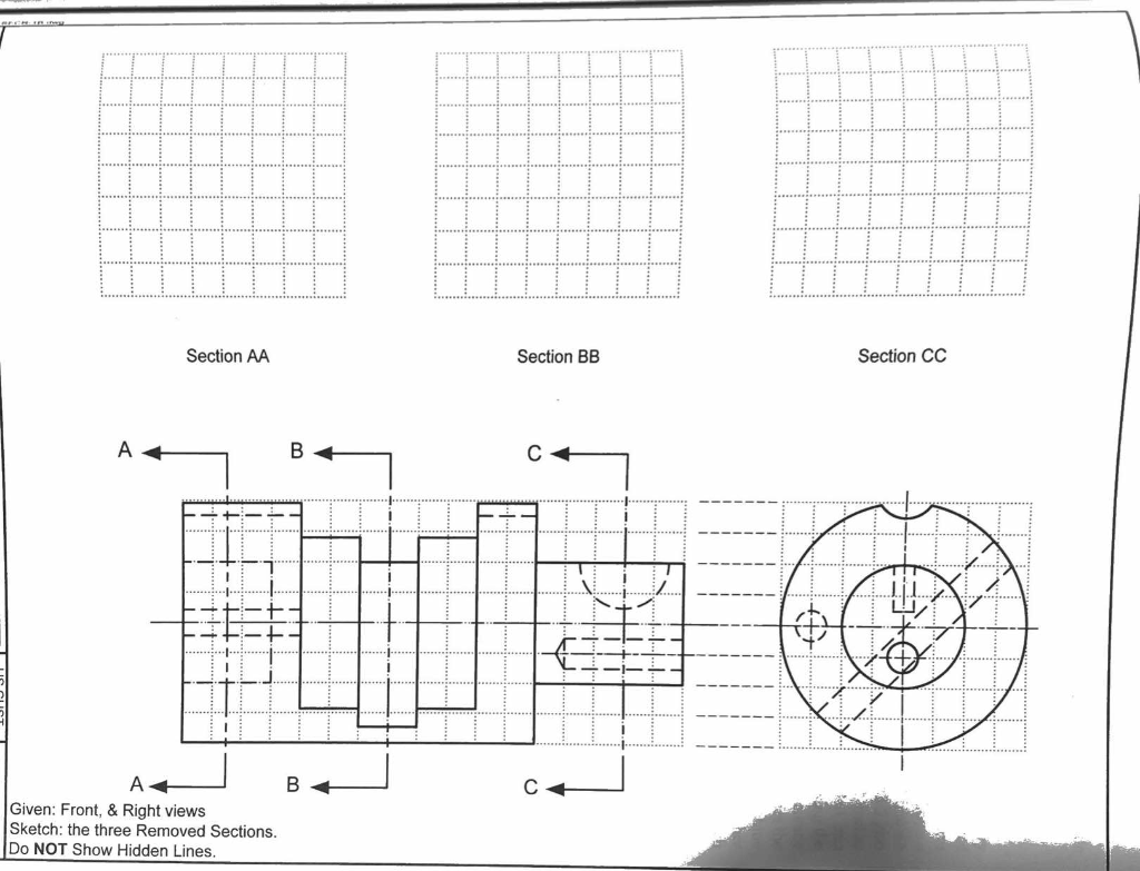 Solved Section AA Section BB Section CC A B A Given: Front, | Chegg.com