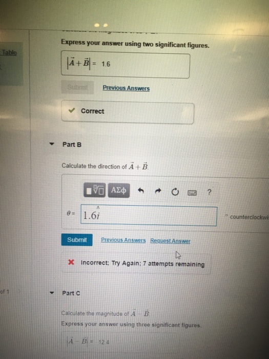 Solved Problem 3.6 The figure shows two vectors, A and B, | Chegg.com