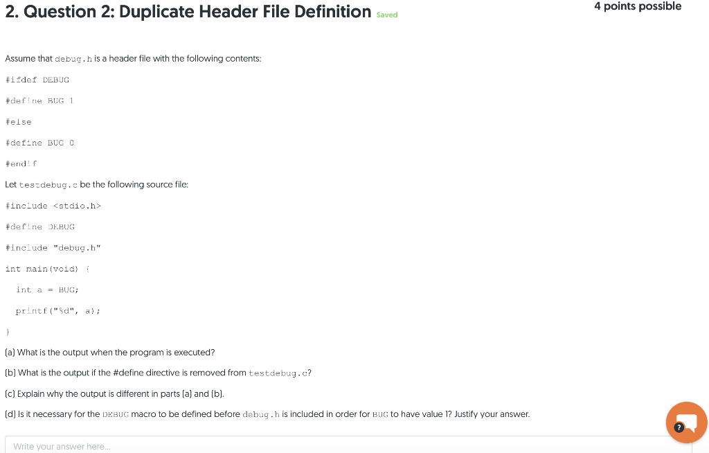 Solved 2. Question 2: Duplicate Header File Definition saved | Chegg.com