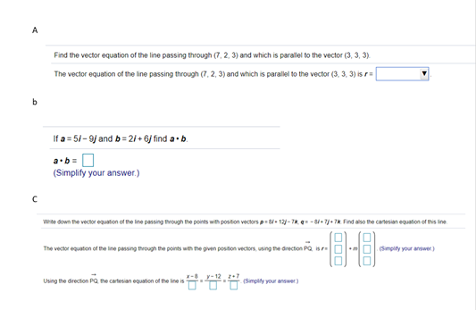 Solved А Find the vector equation of the line passing | Chegg.com