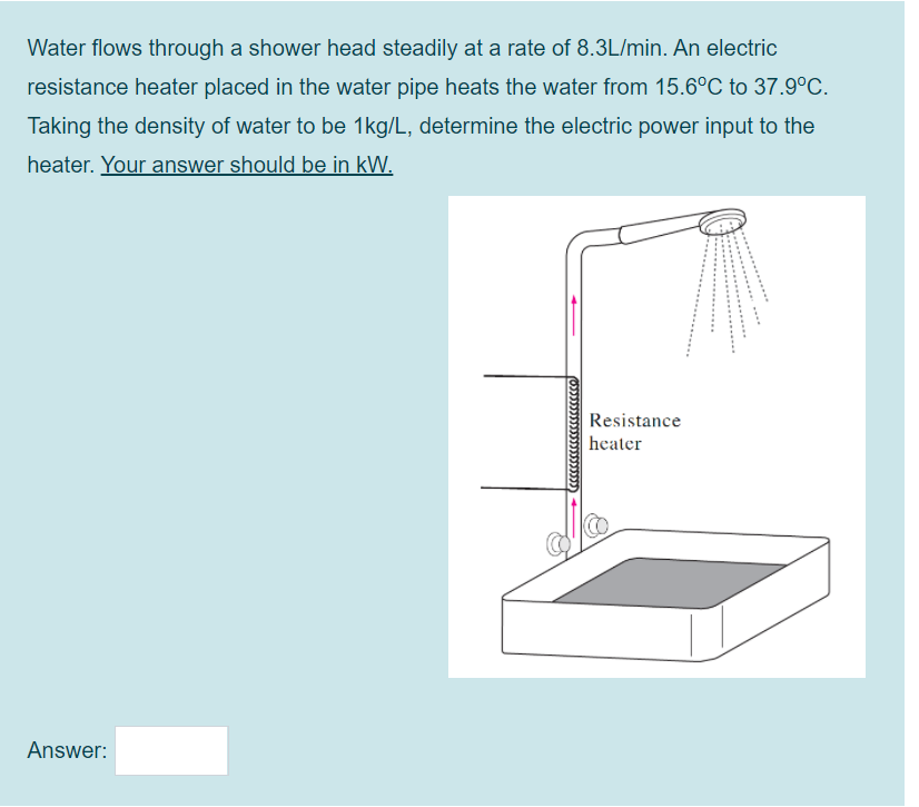 Solved Water flows through a shower head steadily at a rate