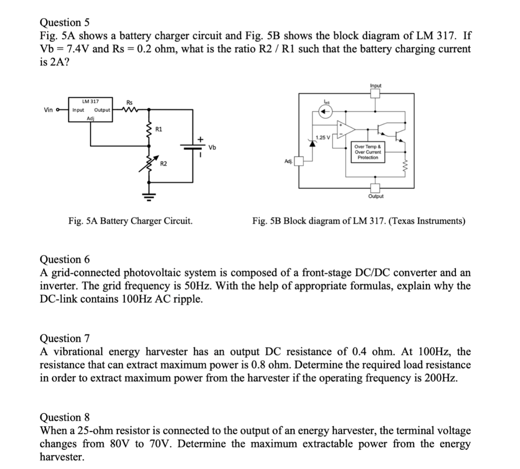 Solved Question 5 Fig. 5A shows a battery charger circuit