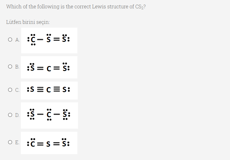Solved Which of the following is the correct Lewis structure | Chegg.com