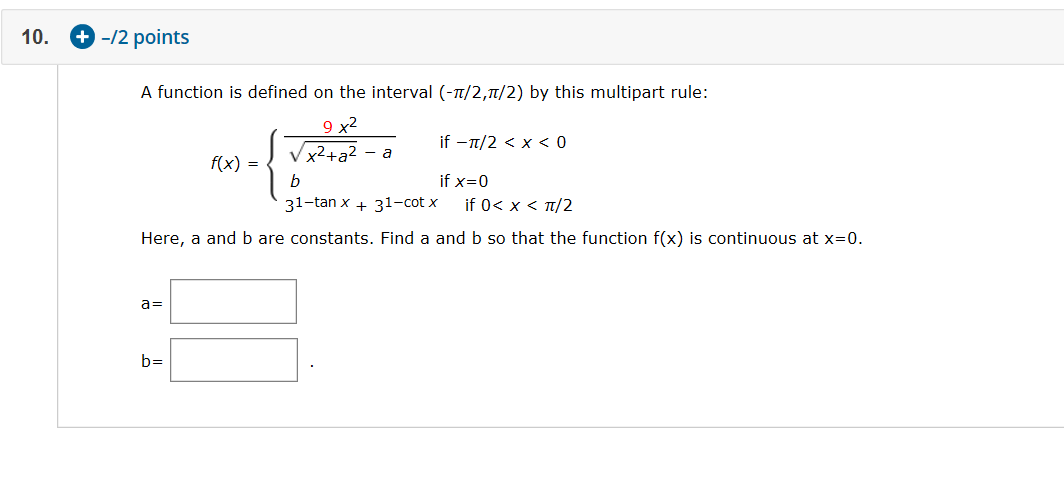 Solved 10. + -12 points A function is defined on the | Chegg.com