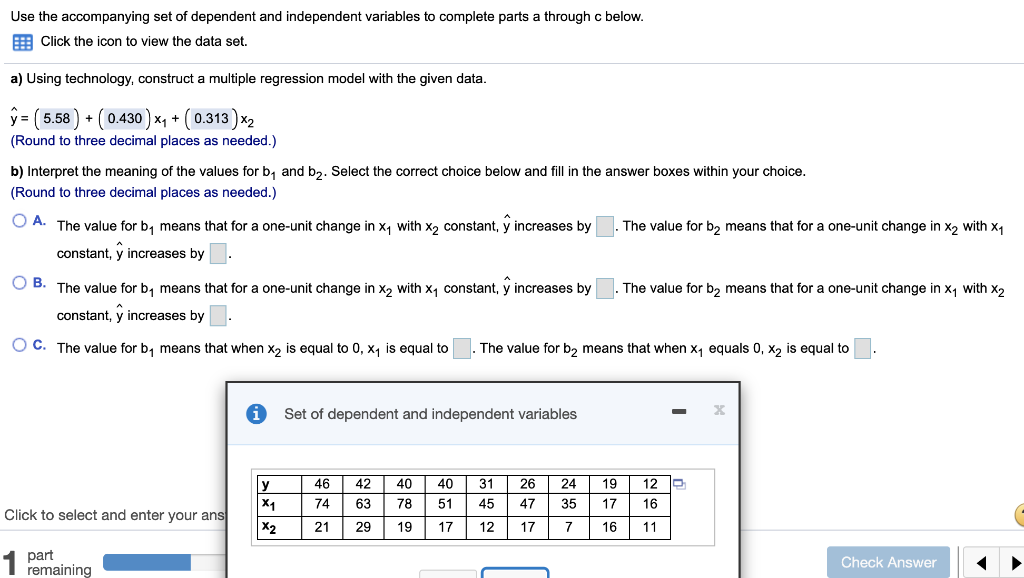 Solved Use the accompanying set of dependent and independent | Chegg.com