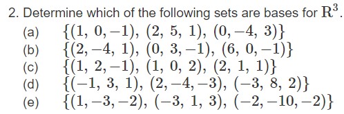 Solved 2. Determine which of the following sets are bases | Chegg.com