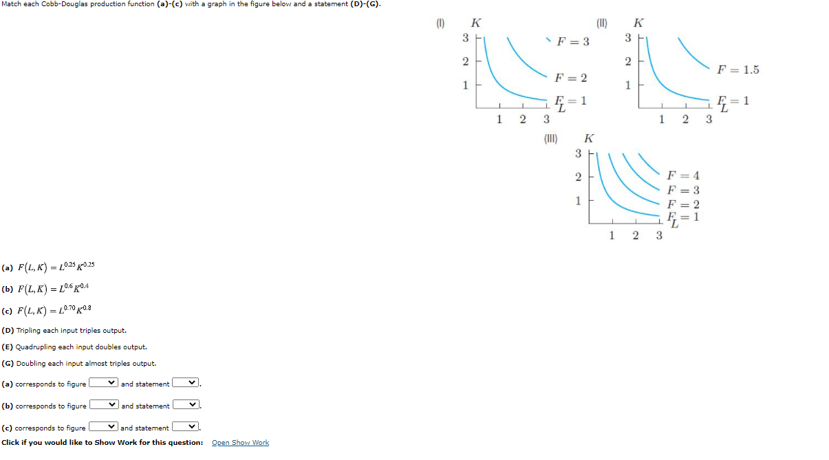 Solved Match Each Cobb Douglas Production Function A C Chegg Com