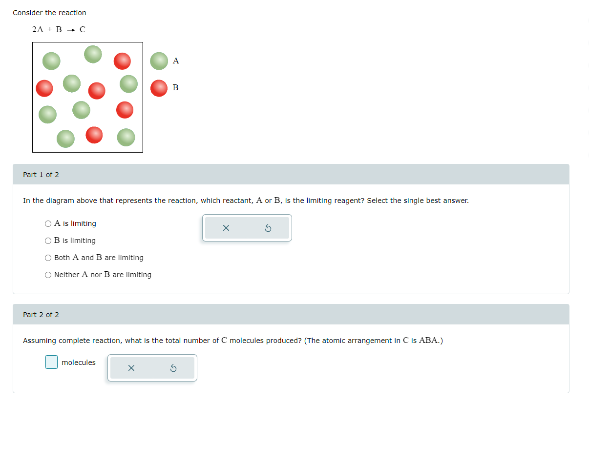 Solved Consider the reaction 2 A+B→C Part 1 of 2 In the | Chegg.com