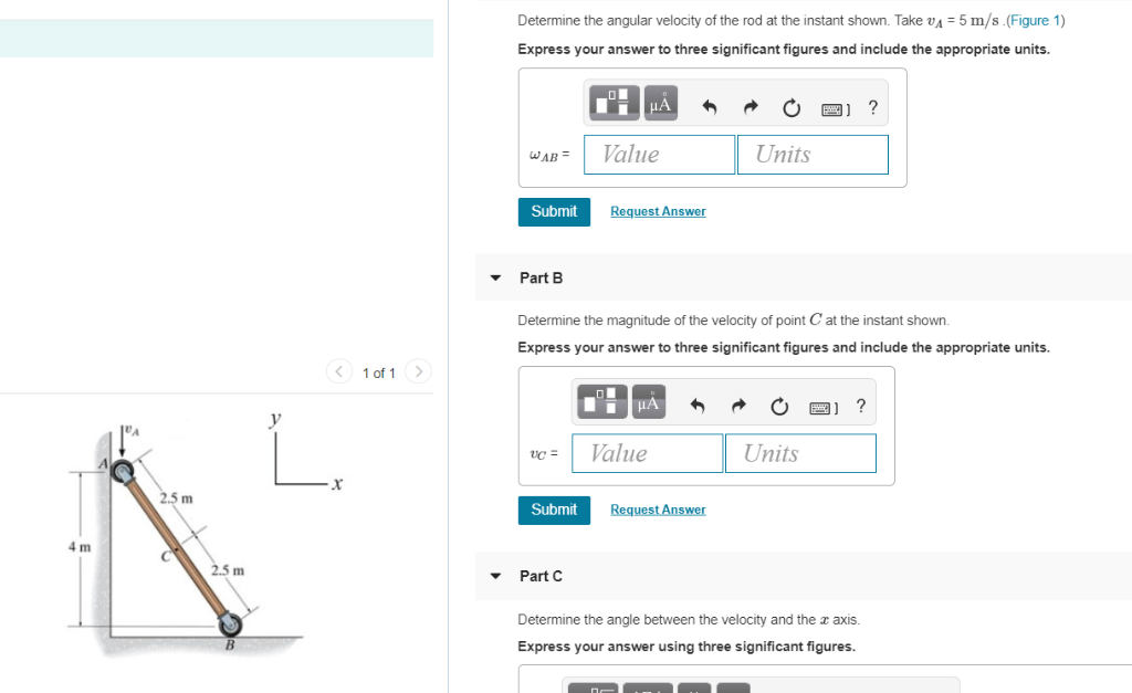 Solved Determine the angular velocity of the rod at the | Chegg.com