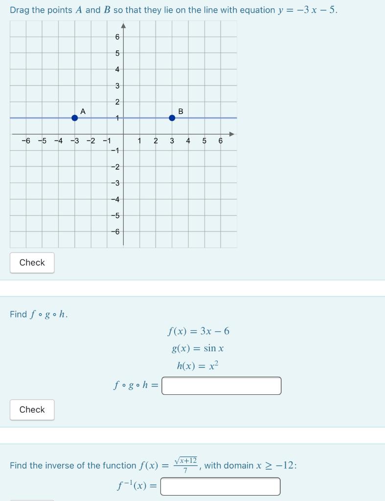 Solved Drag the points A and B so that they lie on the line | Chegg.com