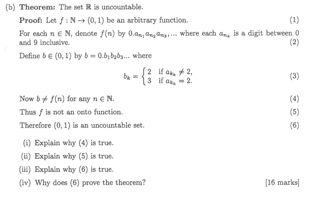 Solved (b) Theorem: The Set R Is Uncountable. Proof: Let | Chegg.com