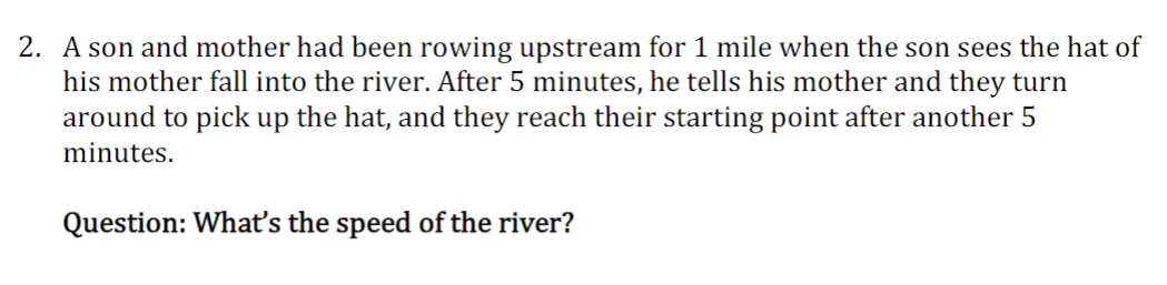 Solved 2. A son and mother had been rowing upstream for 1 | Chegg.com