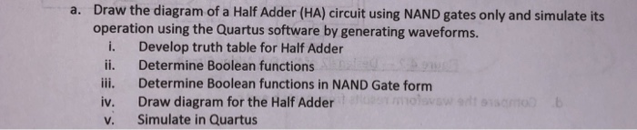 Solved Draw the diagram of a Half Adder (HA) circuit using | Chegg.com