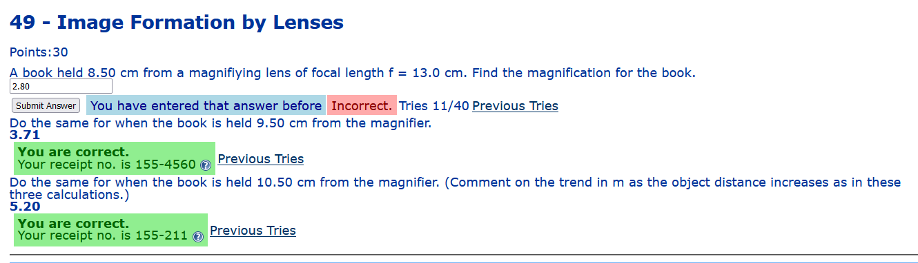 49 Image Formation by Lenses Points:30 A book held | Chegg.com