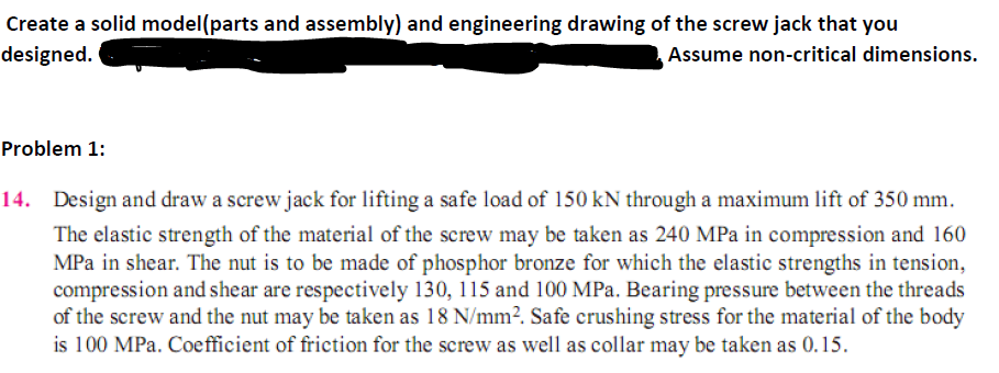 Solved Create a solid model (parts and assembly) and | Chegg.com