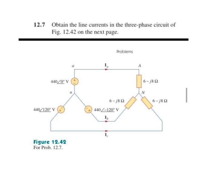 Solved 12.7 Obtain the line currents in the three-phase | Chegg.com