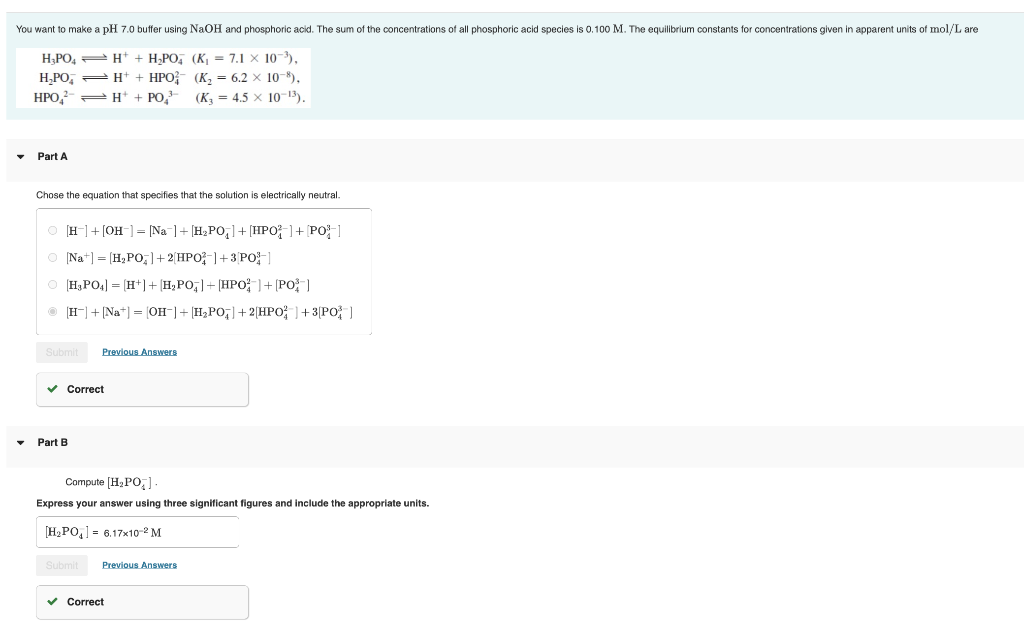 Solved You want to make a pH 7.0 buffer using NaOH and | Chegg.com