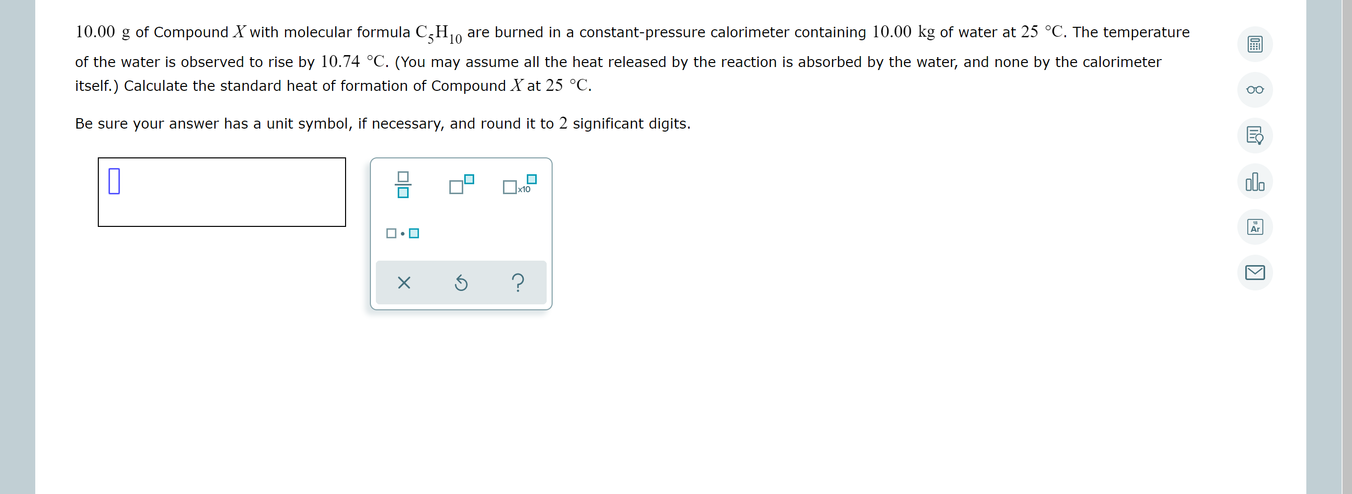 Solved 10.00 g of Compound X with molecular formula CzH10 | Chegg.com