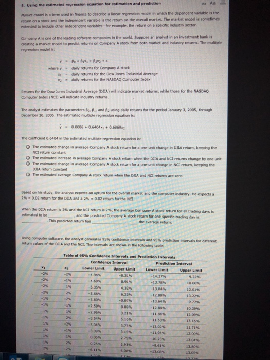 Solved s. Using the estimated regression equation for | Chegg.com