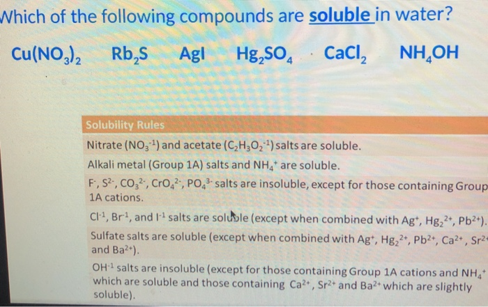 Solved Which of the following compounds are soluble in Chegg