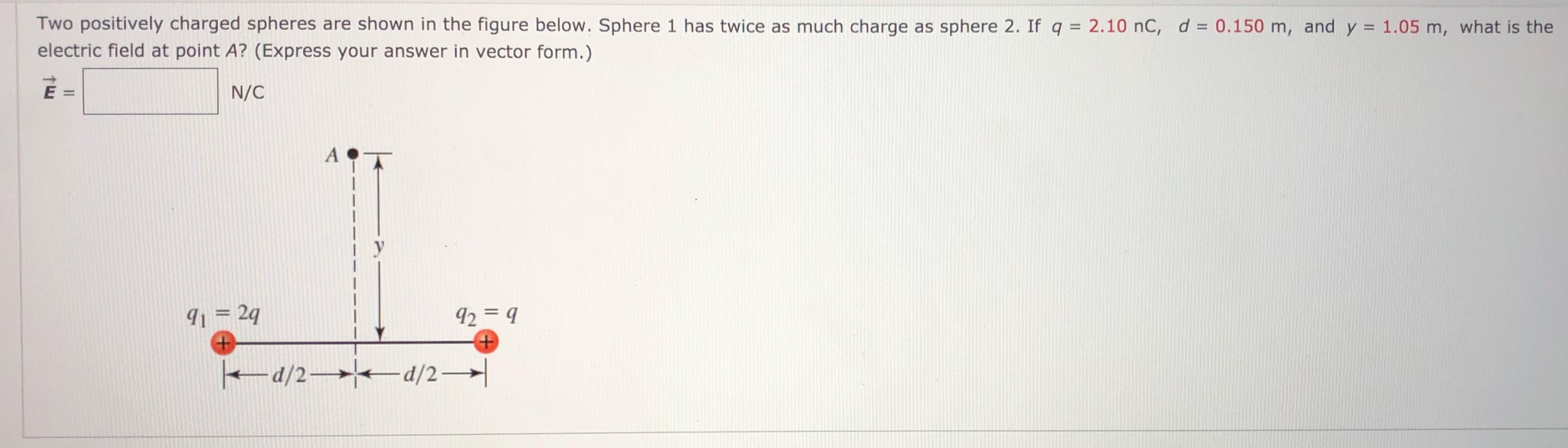 Solved Two Positively Charged Spheres Are Shown In The | Chegg.com