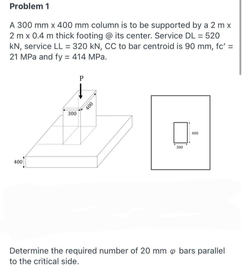 solved-problem-1-a-300-mm-x-400-mm-column-is-to-be-supported-chegg