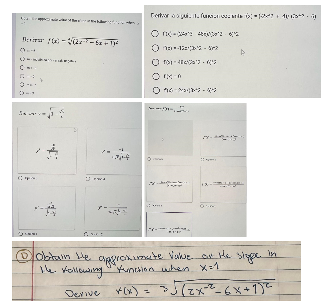 Solved Solve Following Derivatives.Include What Derivative | Chegg.com