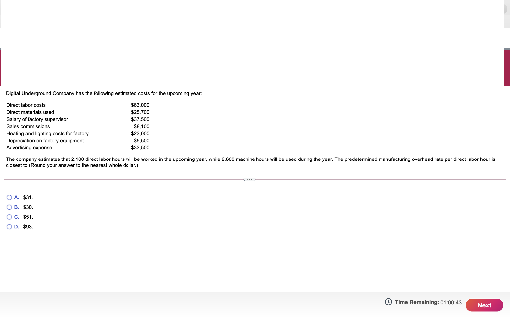 Solved Digital Underground Company has the following