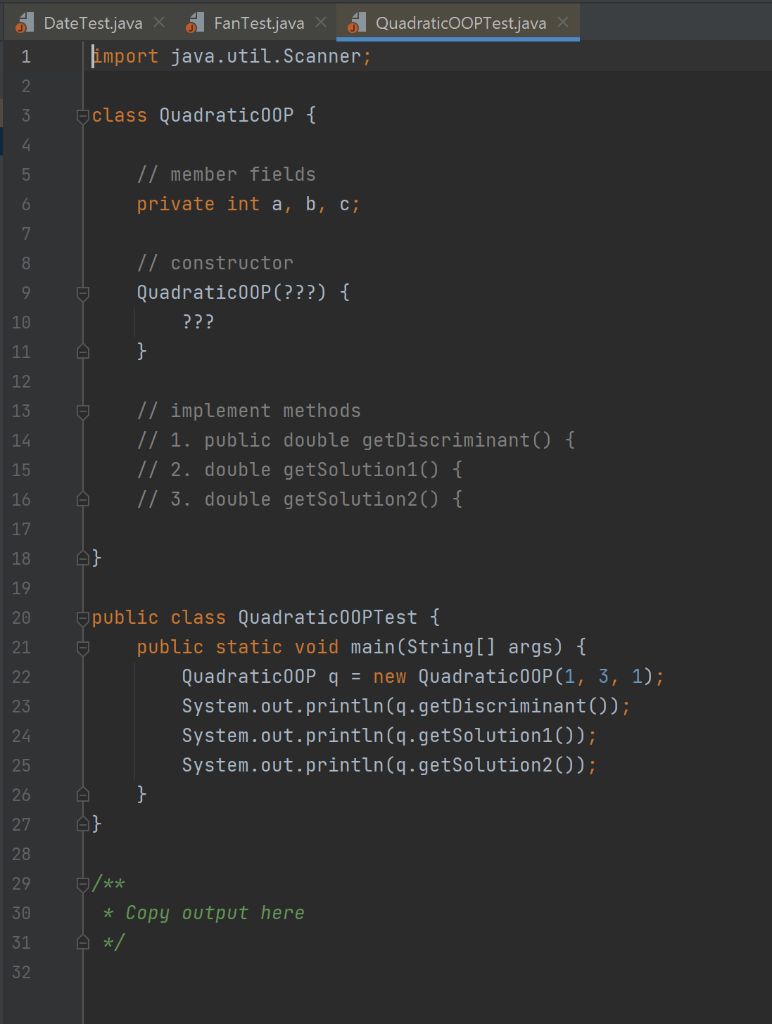 Solved Hey my teacher gave me these unfinished Java codes | Chegg.com