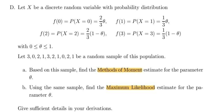 Solved D. Let X be a discrete random variable with | Chegg.com
