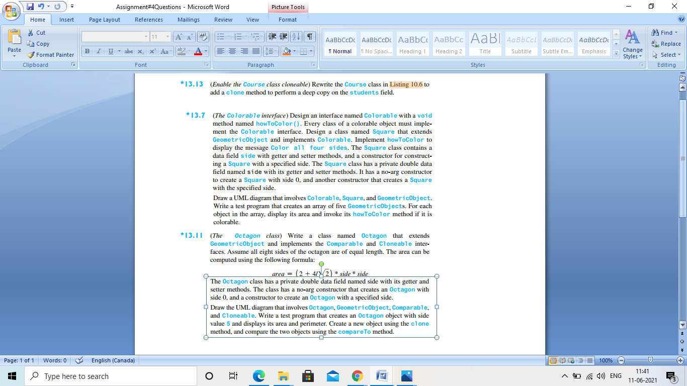 Solved Assignment#4Questions - Microsoft Word x х Cla | Chegg.com