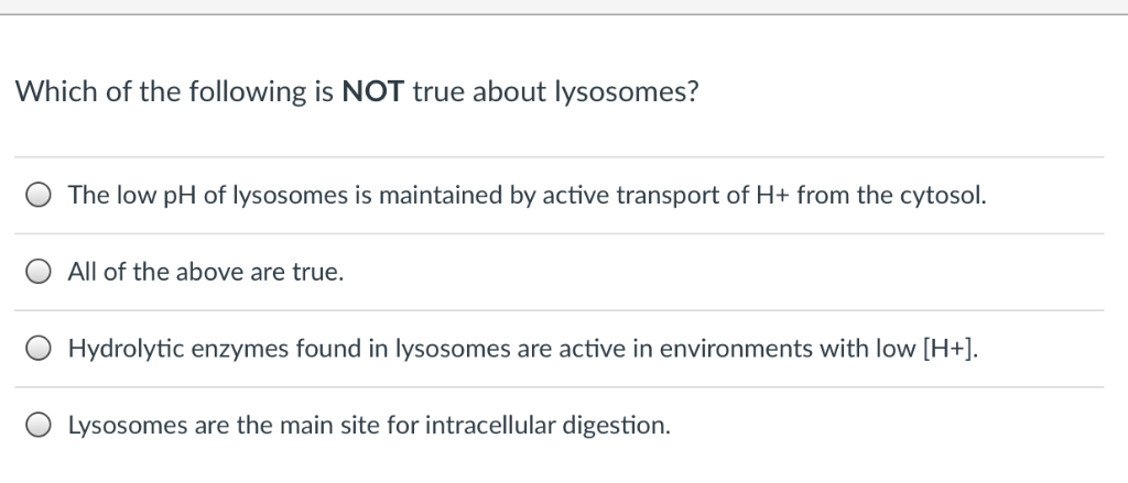 Solved Which of the following is NOT true about lysosomes? O | Chegg.com