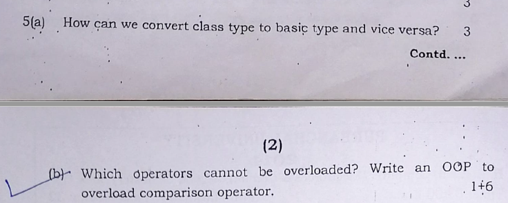 Solved 5(a) How can we convert class type to basic type and | Chegg.com